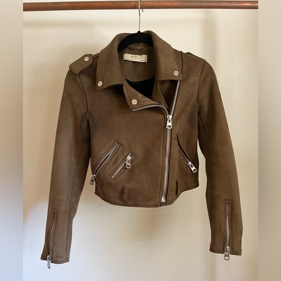 Zara Basic Brown Faux Women’s Leather Jacket - Picture 1 of 9